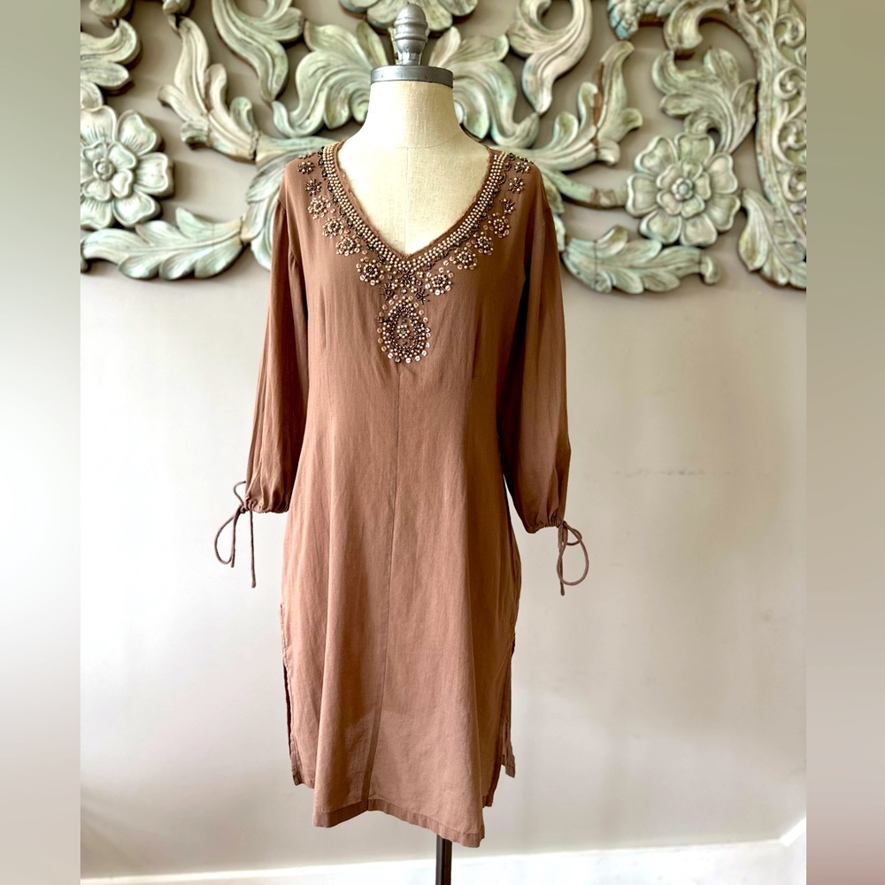 Beaded Cotton Tunic Cover Up by Charlie Joe - Large